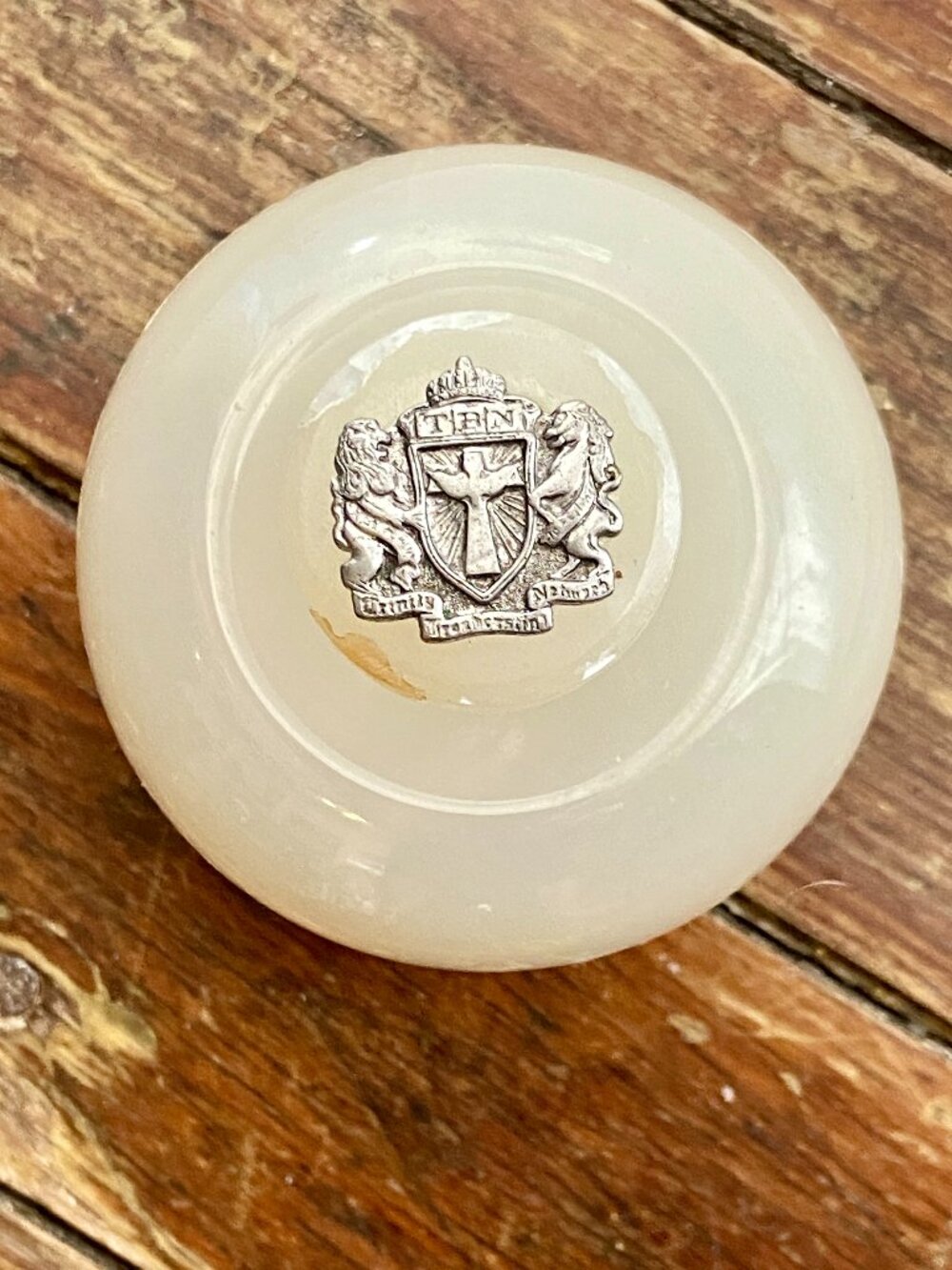 Vintage Trinity Christian Stone Trinket Box TBN With Empty Anointing Perfume